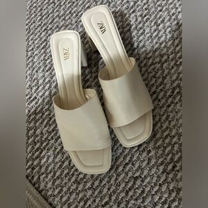 Cream Zara block heels